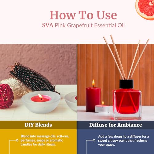 Image of SVA Grapefruit Essential Oil Pink - 4 Fl Oz - for Diffuser, Skin & Hair Care - Ideal for Massage & DIY Blends- with Dropper