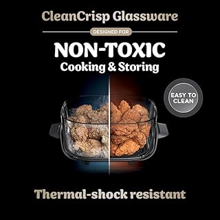 Ninja CRISPi Portable Air Fryer, 3.8L, 4-in-1: Air Fry, Roast, Keep Warm, Recrisp, Space Saving Compact Design, 6 Portions, 2x Removable Glass Containers & Lids, 1700W, Stone Gold FN101UKSTGD