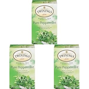 Twinings of London Pure Peppermint Herbal Tea Bags, 20 Count (Pack of 3)
