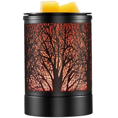 Fragrance Wax Melts Warmer with 7 Colors LED Changing Light Classic Black Forest Design Scent Oil Candle Warmer