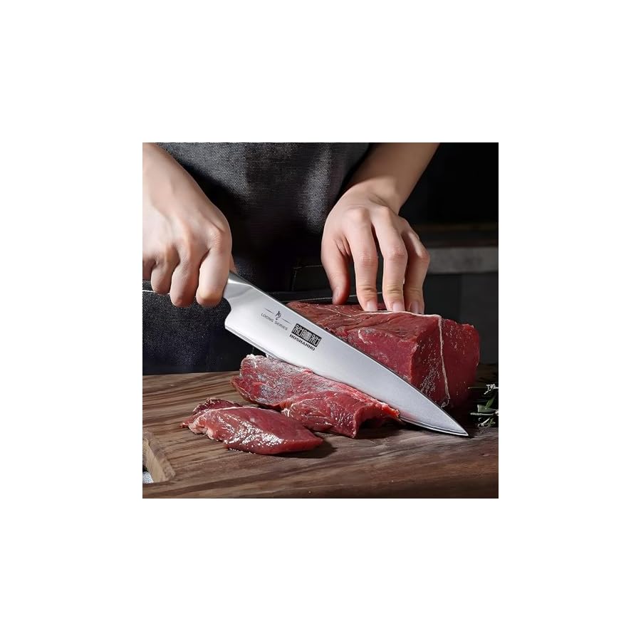 HOSHANHO 8-Piece Kitchen Knife Set, Japanese AUS-10 Super Steel Knife Set with Block, Professional Ultra Sharp Chef Knife Set with Scissors