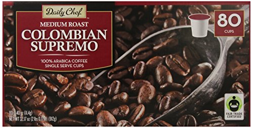Daily Chef 100% Arabica Coffee Colombian Supremo, Medium Roast, 80 Count #TOP2