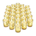 Stock Your Home Gold Votive Candle Holders Bulk Pack (36 Count), Tea Lights Candle Holder for Table Centerpiece, Christmas, Valentine, and Wedding Votive Candle Holders, Glass Votives Set