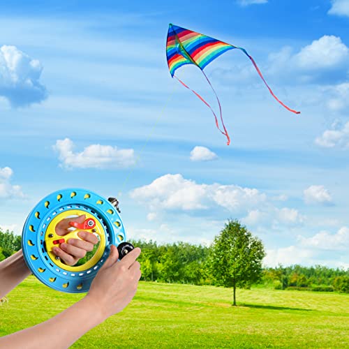 Migreon 7.87In Kite String Reel Winder With Brake,Kite String With Reel,1000Ft 75 Lbs Durable Line Kite String Tools For Adults/Kids/Teens/Women,With Safety Gloves (Blue Reel With 1000Ft 75Lb Line) #TOP5