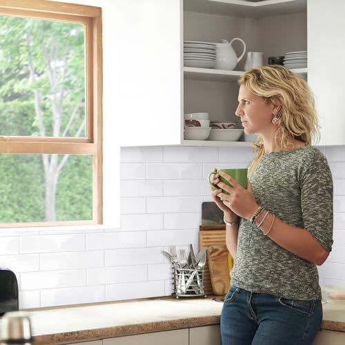 Smart Tiles Peel and Stick backsplash, Subway Pure White, 22.56"x10.87" by Smart Tiles - Used condition - Image 6