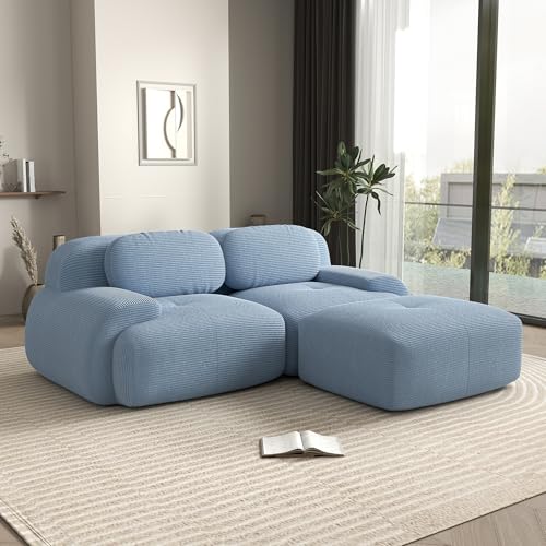 L-Shaped 2-Seater Modular Sectional Sofa Blue