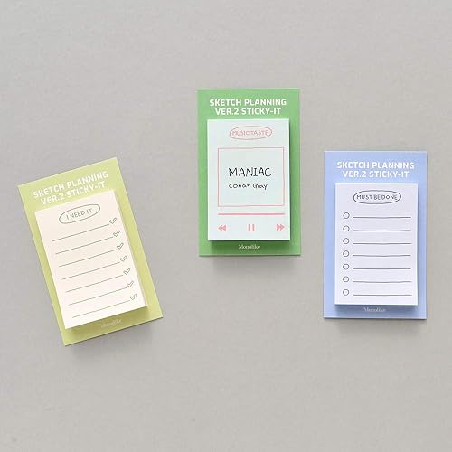 Miniatura 5 de Monolike Sketch Planning Ver.2 Sticky-it - Juego de 5 blocs autoadhesivos de notas adhesivas 50 hojas Planificación de bocetos Ver.2