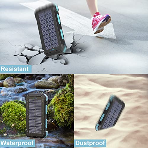 Solar Charger 30000Mah Solar Power Bank For Outdoor Camping,Waterproof Portable Solar Phone Charger Battery Pack Charger Built-In Led Flashlight & Type-C Input For Mens #TOP4