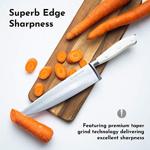 Styled Settings 15-Piece Forged Stainless Steel Triple Rivet White Knife Set With Block W/ Kitchen Sheers and Knife Sharpening Hone - Thumbnail 6