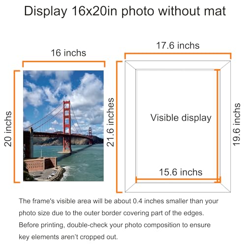 Image of LUCKYLIFE 16x20 Frames, Picture Frames for Wall, Display Pictures 11x14 with Mat or 16x20 without Mat, Pack of 2, Rustic Brown