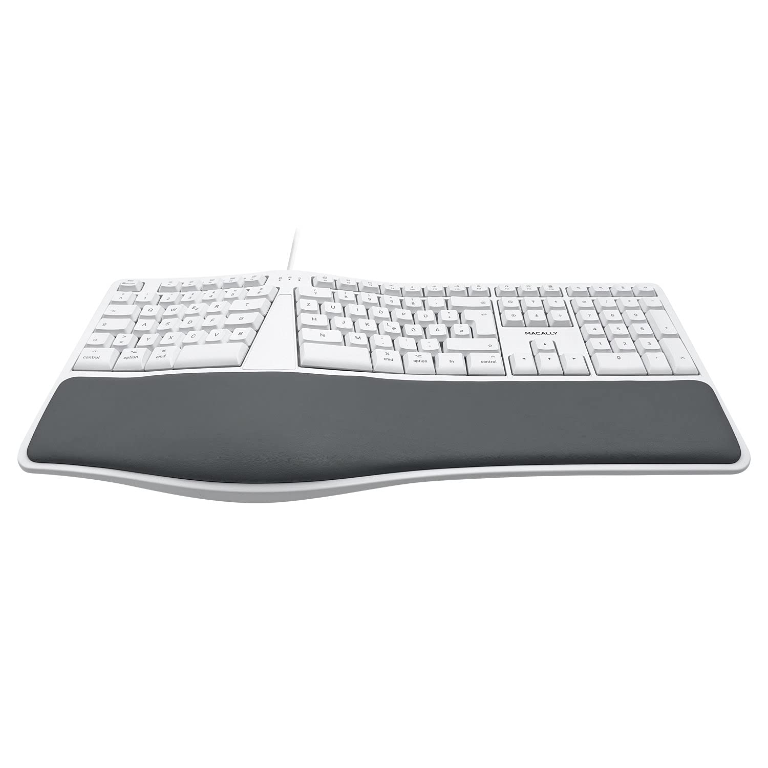 Macally MERGOKEY-DE, Tastiera ergonomica USB-A cablata con poggiapolsi, Layout QWERTZ Tedesco