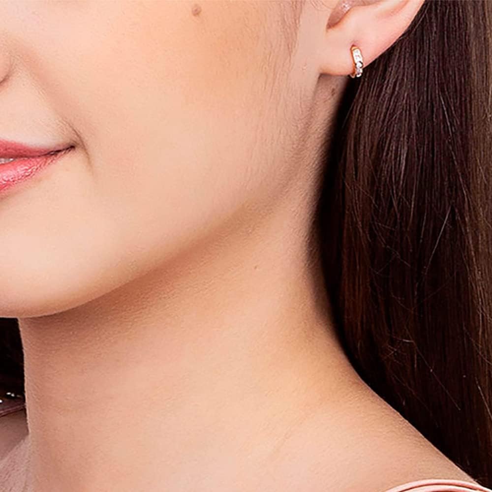 Rommanel 18K Gold Plated Earrings with Zirconia | Flawless Pair of Earrings with Five Zirconia Stones | Elegant, Stylish Studs to Elevate your Outfit