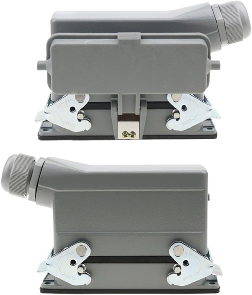 2 Pcs HDC-HE-24 Heavy Duty Connector 24 Pin Industrial Waterproof Aviation Socket with Protective Cover 500V 16A(Side Out with Cap)