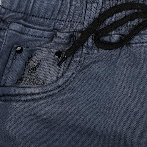 Image of Boys Regular fit Shorts, Elastic with Drawstring Waistband, Stretchable Soft Cotton Denim, Solid, Above Knee Length
