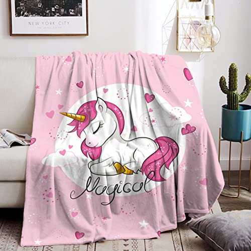 HZVRTN Einhorn Decke Kuscheldecke Flanell Kinder Rosa Kuscheldecke für...