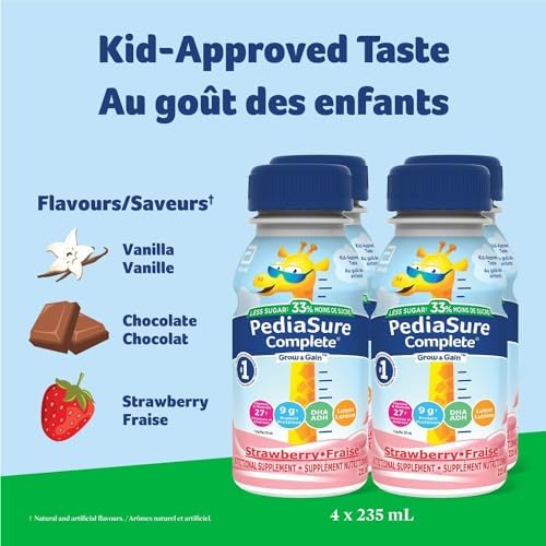 PediaSure Complete Reduced Sugar, 33% Less Sugar, Nutritional Supplement, 4 X 235 ml, Strawberry, 940 ml — view 2