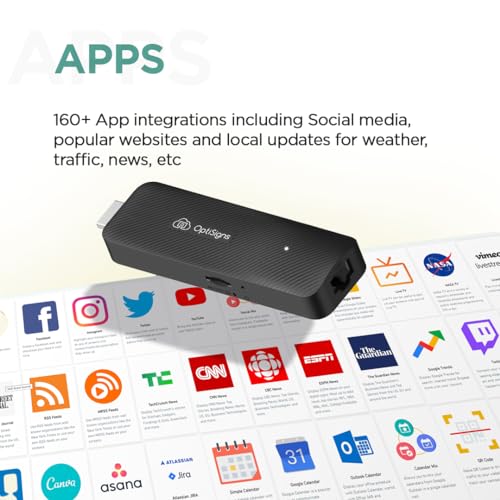 Image of OptiSigns OptiStick Digital Signage Player - Android-Based 4K UHD HDMI Stick, Quad Core, WiFi /Ethernet, Remote Screen Management