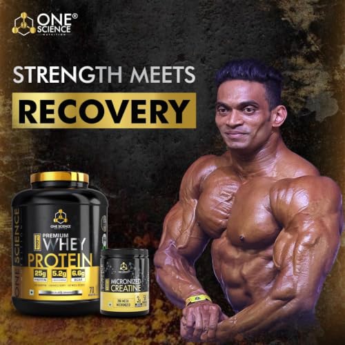 Image of One Science Nutrition Whey Protein Powder Tiger Combo Pack - 25g Protein - Supports Muscle Gain, Strength & Endurance | Free 150g Creatine | Chocolate Charge, 2.27 kg