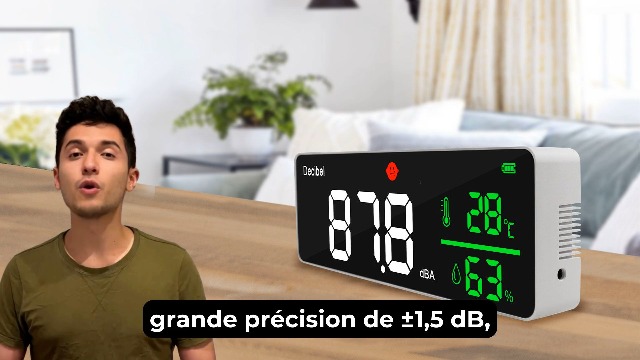 Sonomètre Mural LED 27,9 Cm 3-en-1 – Décibels + Température + Humidité – Alarme Visuelle – Danoplus