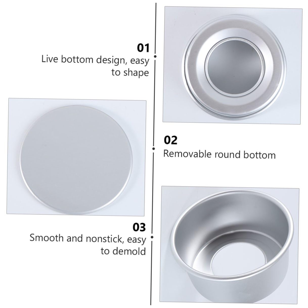 DOITOOL Juego de 8 Moldes para Hornear Redondos de 4 Pulgadas con Base Extraíble de Aleación de Aluminio, Diseño Anodizado Fácil de Limpiar para Pastelería Profesional