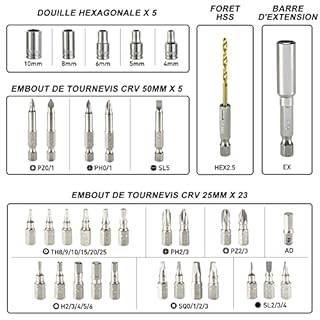 HYCHIKA Visseuse Sans Fil 6Nm, Visseuse Devisseuse sans Fil 2.0Ah 3.6V Avec 35 Accessoires, Lampe LED, Câble USB et Boîte de Rangement, Pour la Réparation et le Bricolage