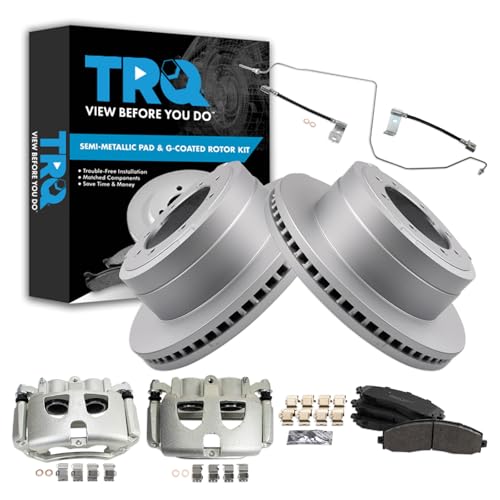 Image of TRQ Brake Pad & Rotor Kit Semi-Metallic Compatible with 2017-2019 Ford F-350 Super Duty