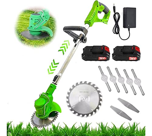 Decespugliatore a Batteria 3 in 1 Multifunzionecon Elettrico Tagliabordi 36V Tagliaerba con 3 tipi Lame e 2 Batteria Testata Regolabile e Maniglia Telescopica