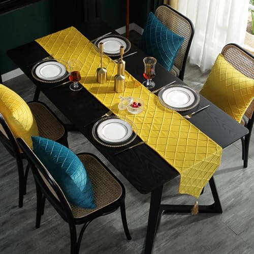 Chemin de table jaune rectangulaire moderne 32x180 pour nappe de table basse - 3