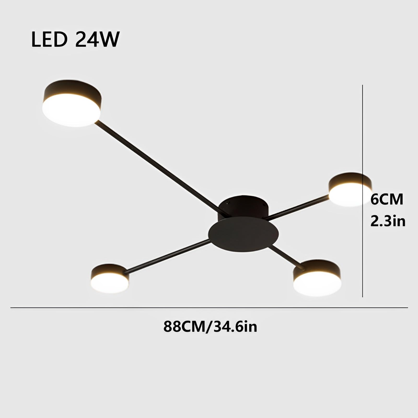 Nowoczesna metalowa lampa sufitowa, wewnętrzna oprawa LED, żyrandol na wyspę kuchenną, 3 regulowane temperatury barwowe, idealna do salonu, jadalni, sypialni i sypialni
