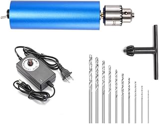 VOTOER 0.3-4mm Mini Electric Drill Micro Aluminum Hand Portable Handheld Drill Bits Puncher Rotary Tools DIY Grinder Kits, Speed Control Adjustment, 10pcs Micro Drills