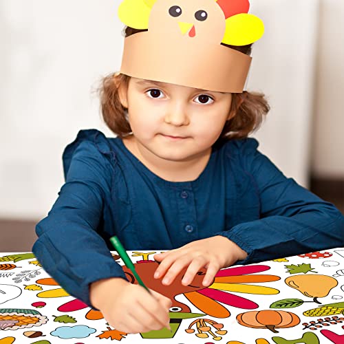 Image of Tevxj Thanksgiving Coloring Posters for Kids Turkey Pumpkin Giant Coloring Poster Fall Autumn Large Coloring Tablecloth Huge Coloring Books for Kids Classroom Party Supplies Favor 31.4 x 43.3 Inch