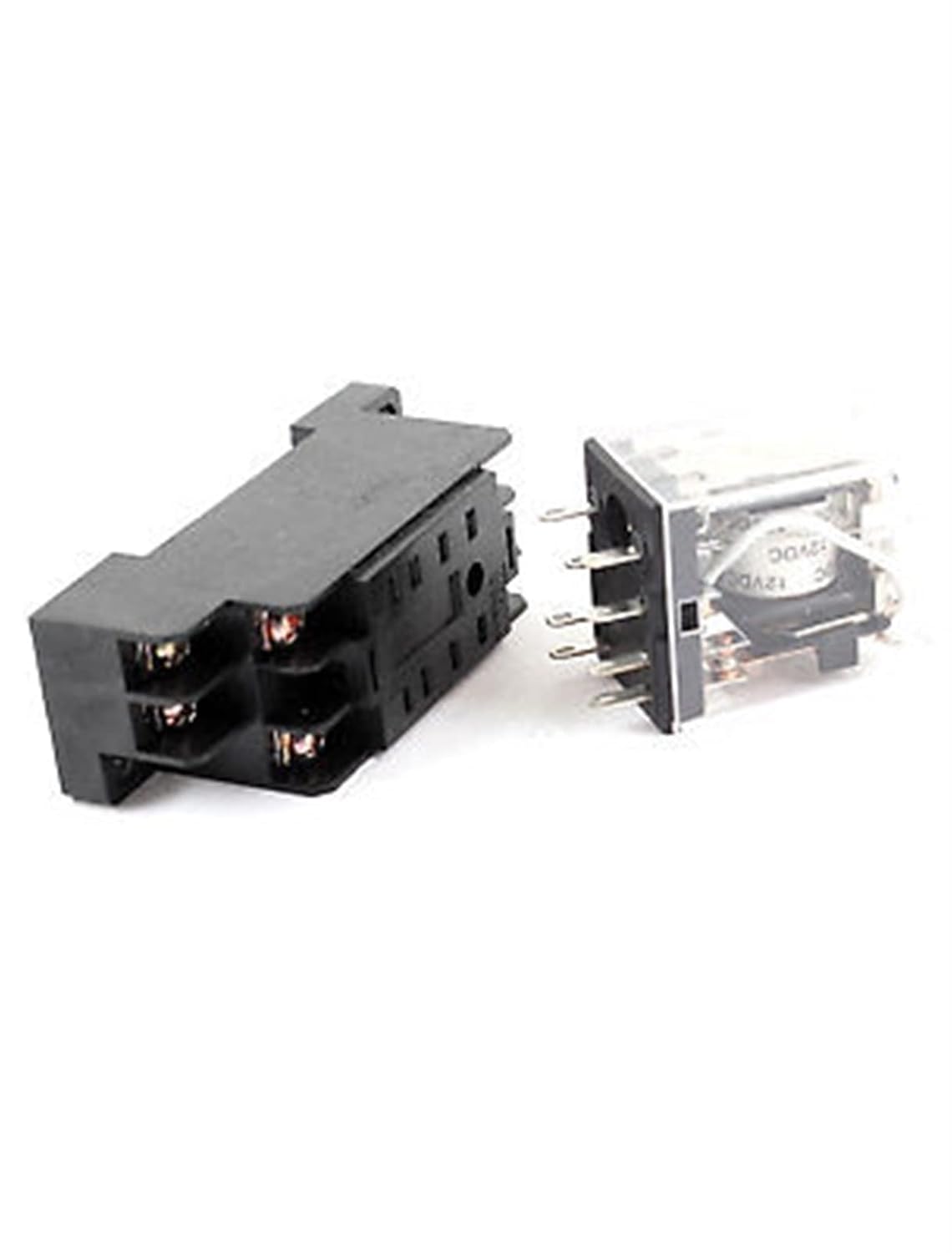 2Pcs HH52PL DC 12V Coil DPDT 8Pin 35mm DIN Rail Electromagnetic Power Relay
