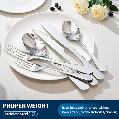 GPY 24-Piece Silverware Set with Steak Knives Nickel Free Cutlery Set for 4 - image 7