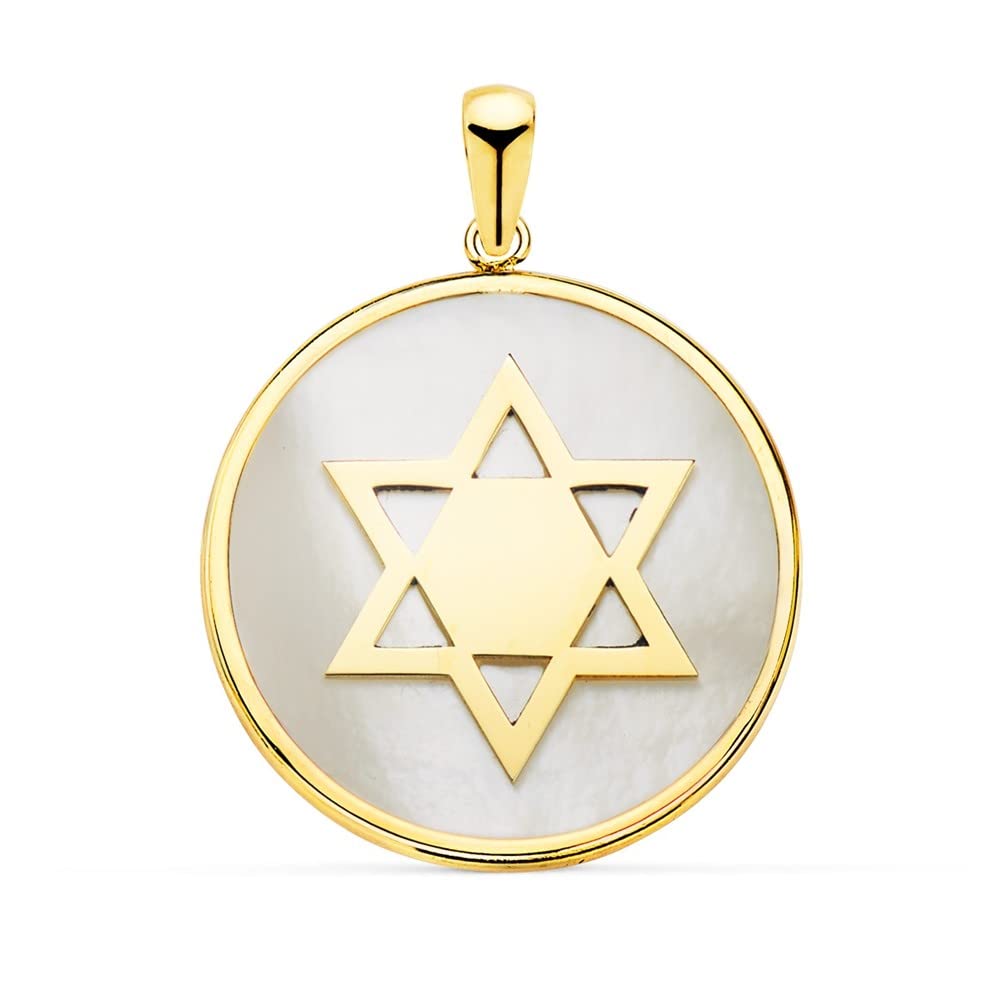 Star David Gold 18K unisex 20mm. Nácar Fund Draft Amulet