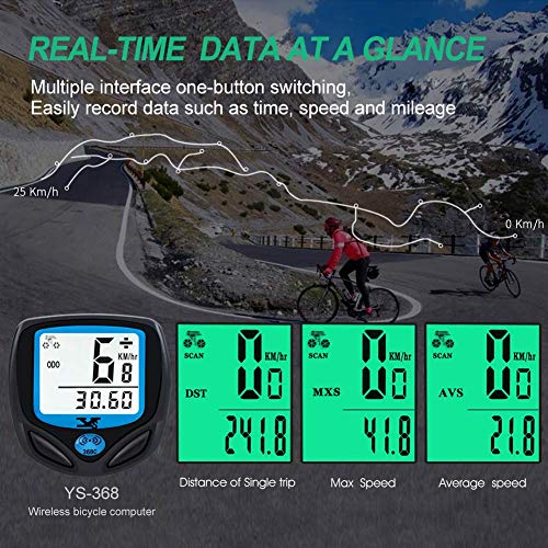 KASTEWILL Bike Speedometer Original Wireless Bike Odometer Waterproof Cycle Computer with Automatic Wake-up Multi-Function LCD Backlight Display
