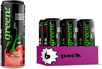 Green Sour Cherry- No added Sugar, 10% Real Sour Cherry Juice, 20 Calories per can, Naturally Sweetened with 100% Stevia Leaf Extract, Carbonated Soda, 12 Fl Oz each can - Pack of 6