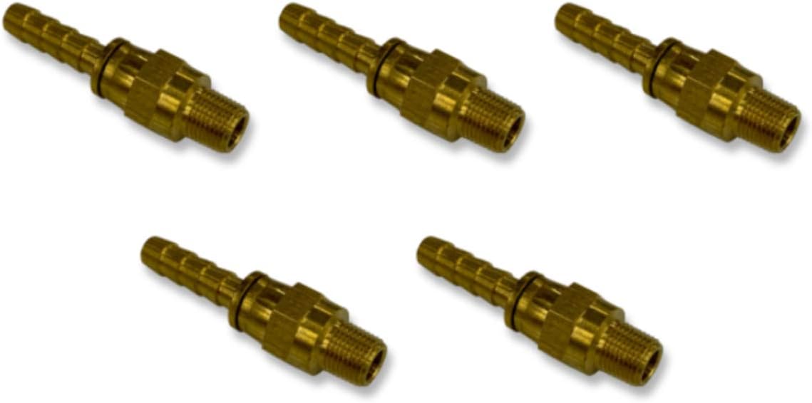 1/4" Hose ID to 1/8" Male NPT MNPT Brass Swivel Connector Fuel/AIR/Water/Oil/Gas/WOG (Qty 05)