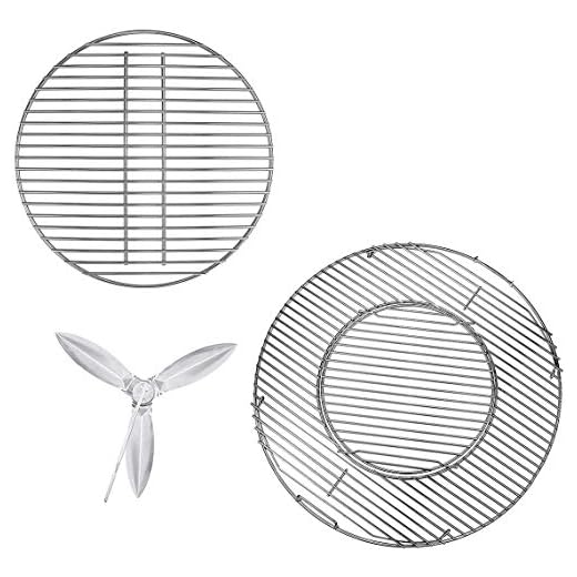 Denmay Matlagningsgaller, kolgaller och rengöringssystem kit för 57 cm Weber kolgrill
