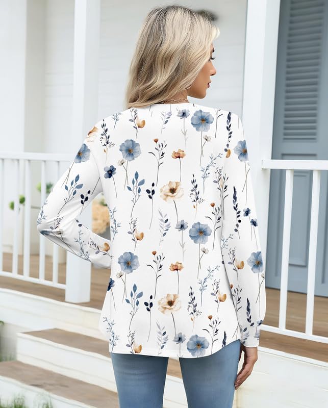 Long Sleeve Tunic Tops for Women Crew Neck Pleated T-Shirts Business Work Blouses Fall 2025 Clothes - Image 3