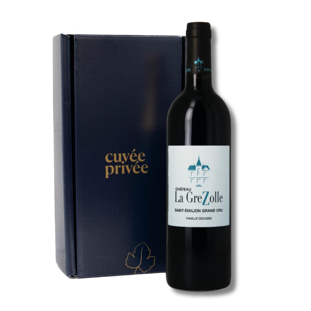 Saint‑Émilion Grand Cru La Grezolle 2018 – 100 % Merlot – Élevage 18 mois fûts 70 % neufs – Nez expressif fruits rouges et boisé – Tanins soyeux, garde 5‑8 ans - Coffret cadeau élégant