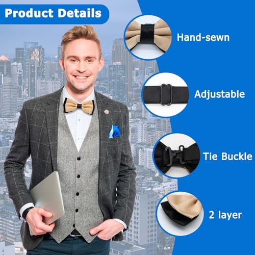 Image of LJBFNN Bow Ties for Men Pre Tied Mens Bow Tie, Adjustable Bowties Men Black and White Bow Tie for Wedding /Party /Casual