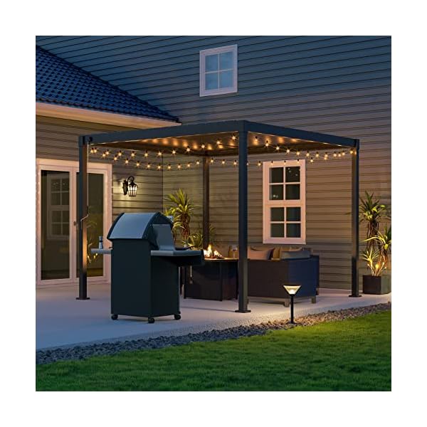 Gardesol 10'X10' Louvered Pergola with Adjustable Roof Rainproof Hardtop Gazebo for Outdoor Deck Patio Garden Backyard (Matte Black)