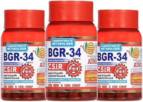 Pack of 3 Artcollectibles IndiaBGR-34 Tablets | Carbohydrate Metaboliser | BGR34 | BGR-34 | bgr34 | BGR 34 | BGR 34
