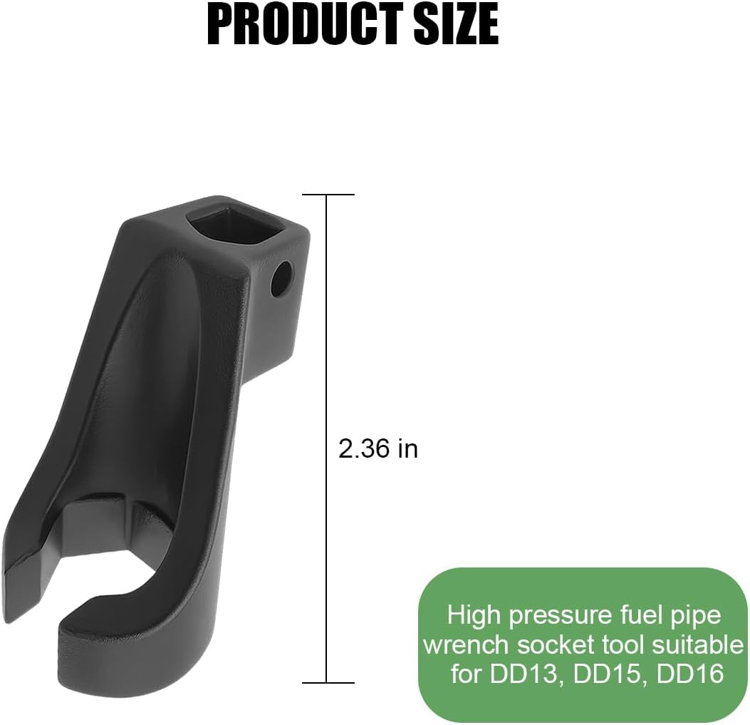 19MM High Pressure Car Fuel Line Socket Tool, 3/8" Drive Injection Horn Nut Wrench Socket, Vehicle Diesel Tool for OEM# W47058090900 Replacement, Compatible with DD13, DD15, DD16
