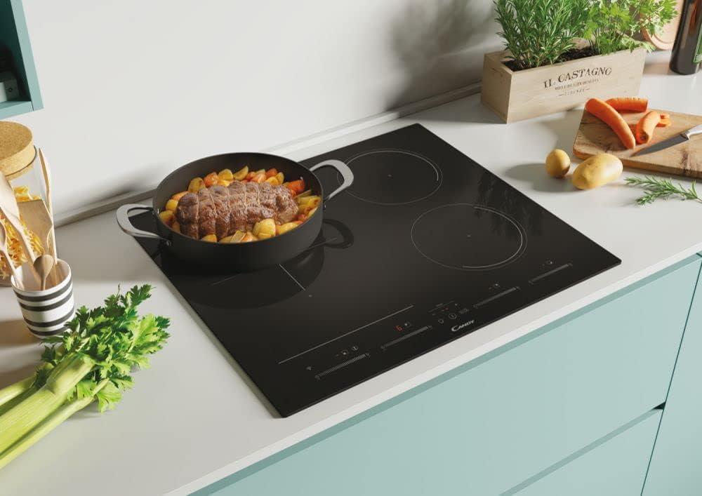 Candy Moderna CETPS64MCWIFITT Piano Cottura a Induzione, 4 Fuochi, Comandi Touch, Connesso, Vetroceramica, 59x52x6 cm, Nero - Immagine 3