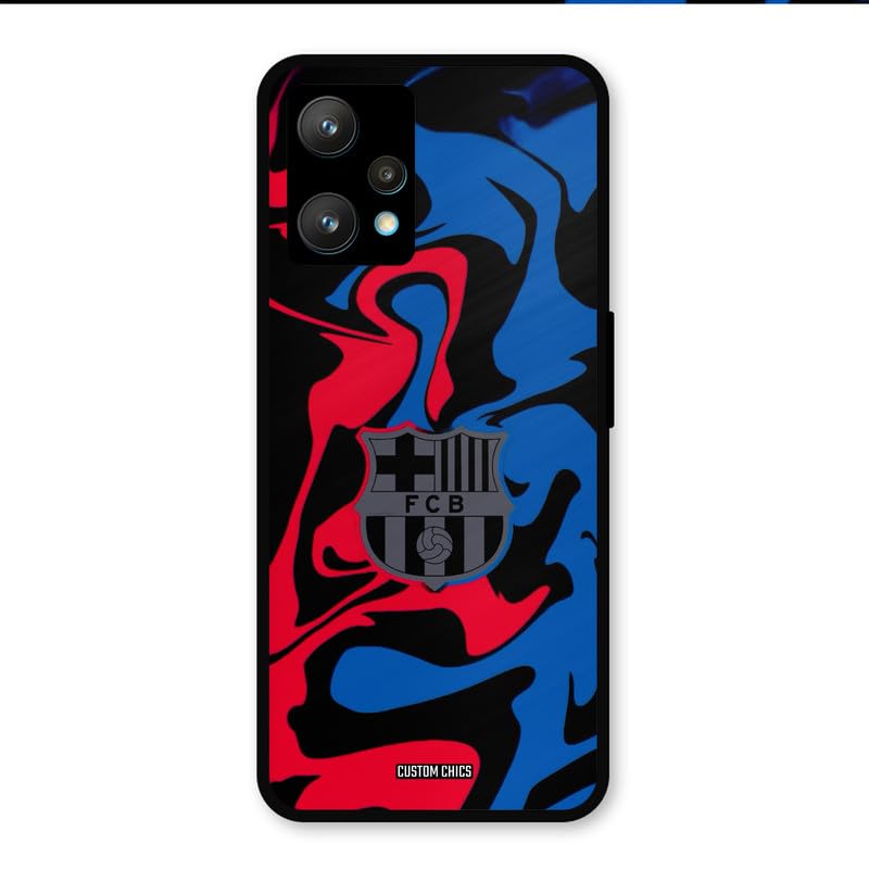 Image of PrintShield FC Barcelona Comic Back Cover for Realme 9, Shockproof Printed Phone Case with Soft TPU Sides & Anti-Slip Grip