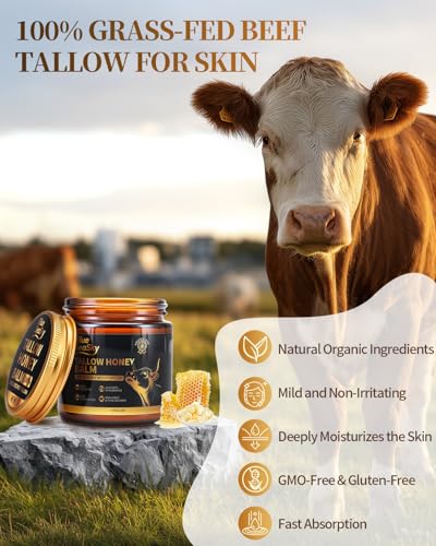 Beef Tallow for skin,Whipped Tallow and Honey Balm for Face,Unscented 4oz | 100% Grass Fed Beef Beef Tallow Organic Face Tallow Moisturizer for Dry Sensitive Skin，Redness Eczema Rosacea,Non-Comedogenic - image 5