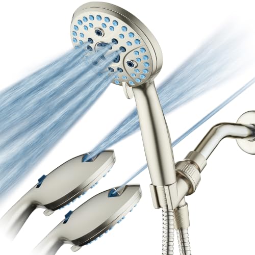 Regadera de mano AquaCare de alta presión con 10 modos, 2 modos de limpieza potente para bañera y azulejos, boquillas autolimpiantes, manguera de acero inoxidable de 6 pies, soportes para pared y techo, acabado niquel satinado miniatura 1