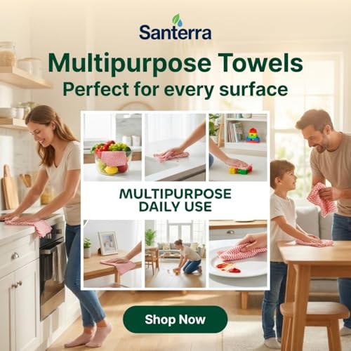 Image of Reusable Non Woven Kitchen Towel Roll | Ultra Absorbent Washable & Quick Dry Cleaning Wipes | Antimicrobial Anti-Odour Multipurpose Tissue Alternative for Dishcloth Cleaning, 50 Pulls, Pack 3