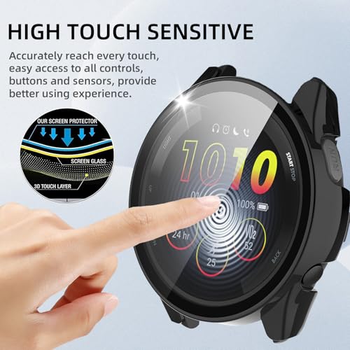 Image of Case Compatible with Garmin Forerunner 265, Hard PC Case with Tempered Glass Screen Protector, All-Round Protection, Scratch-Resistant and Shock-Absorbing Protective Case for Garmin Forerunner